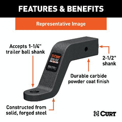 CURT 45458 Commercial Duty Forged Ball Mount (2-1/2 Shank, 20,000 lbs., 4 Drop)