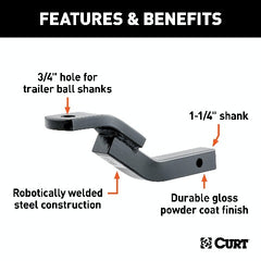 CURT 45510 Class 2 Ball Mount (1-1/4 Shank, 3,500 lbs., 3-1/8 Rise, 10-5/16 Long)