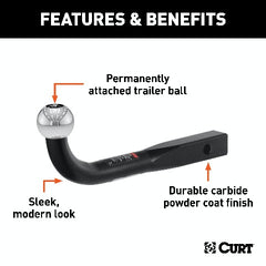 CURT 45551 Euro Mount (1-7/8 Ball, 1-1/4 Shank, 3,500 lbs., 2-3/4 High, 10 Long)