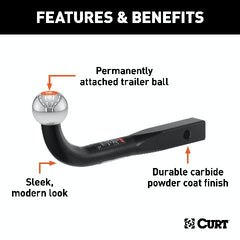 CURT 45552 Euro Mount (2 Ball, 1-1/4 Shank, 3,500 lbs., 2-3/4 High, 10 Long)