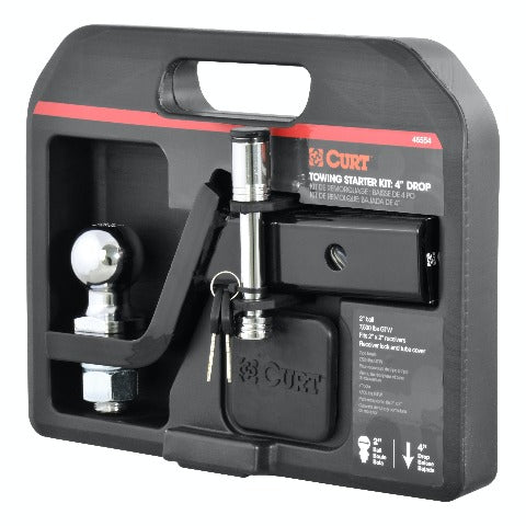 CURT 45554 Towing Starter Kit with 2 Ball (2 Shank, 7,500 lbs, 4 Drop)