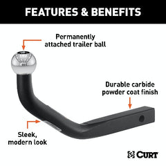 CURT 45591 Euro Mount (1-7/8 Ball, 1-1/4 Shank, 3,500 lbs., 5-1/8 High, 11-1/4 Long)