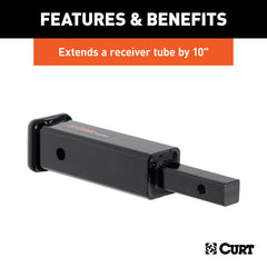 CURT 45790 Receiver Tube Adapter (1-1/4 to 2 Shank, Not for Towing Use, 6-1/4 Length)