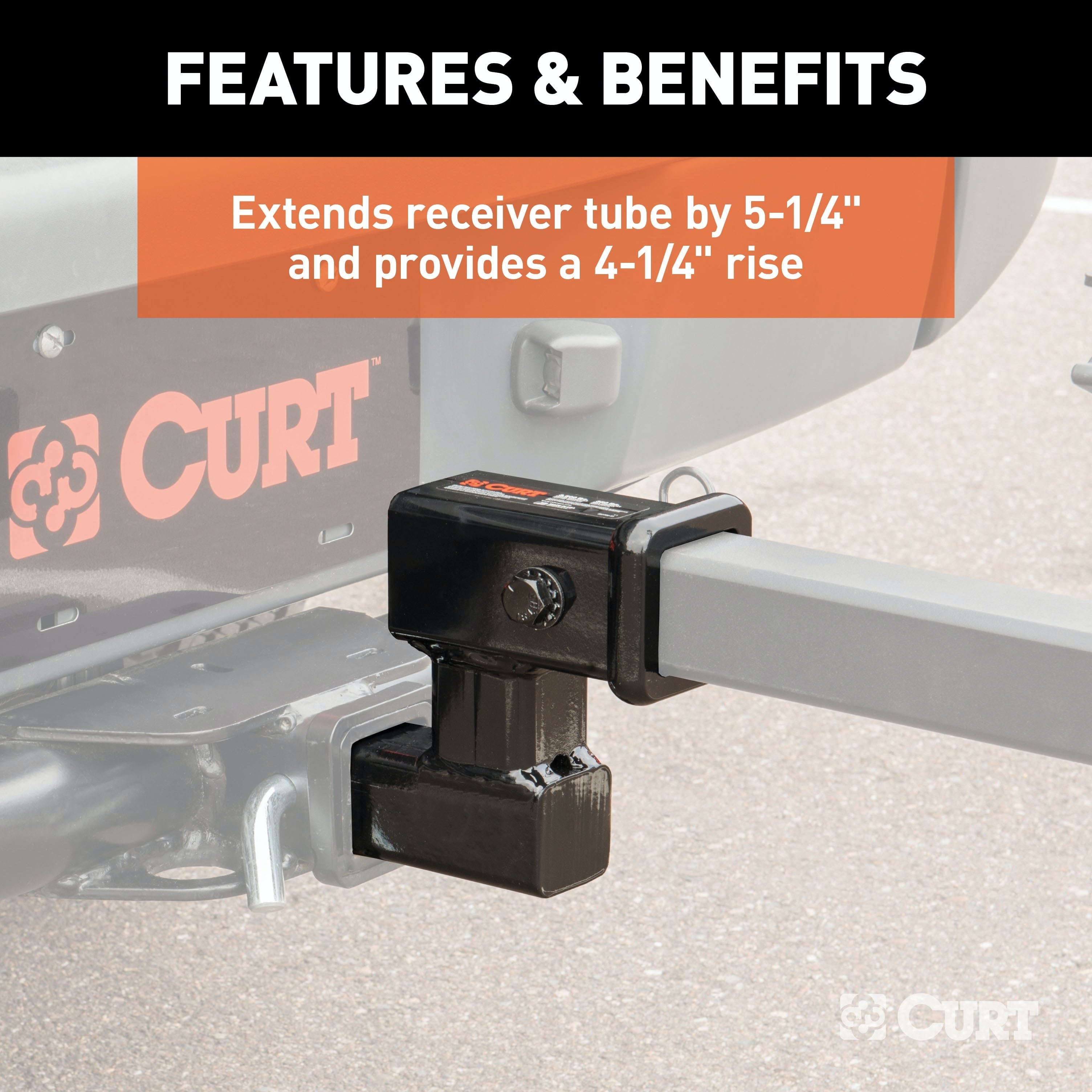 CURT 45794 Raised Receiver Adapter (2 Shank, Not for Towing Use, 4-1/4 Rise)