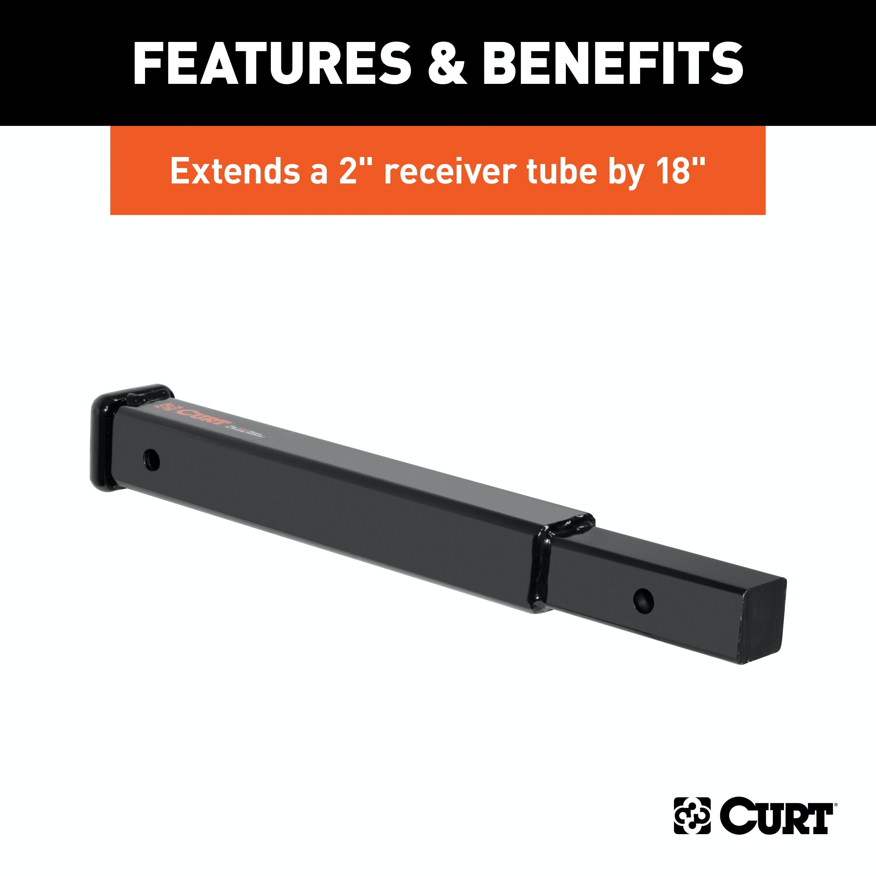 CURT 45796 18 Receiver Tube Extender (2 Shank, 3,500 lbs.)