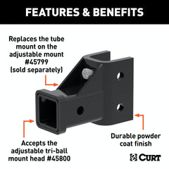 CURT 45802 Replacement Adjustable Tri-Ball Tube Mount for #45799