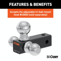 CURT 45802 Replacement Adjustable Tri-Ball Tube Mount for #45799