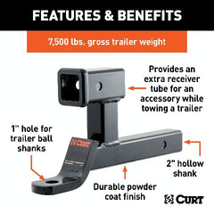 CURT 45810 Multi-Use Ball Mount (2 Shank, 7,500 lbs., 5-13/16 Rise, 1 Ball Hole)