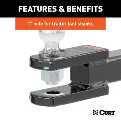CURT 45821 Clevis Pin Ball Mount with 1 Diameter Pin (2 Shank, 6,000 lbs.)