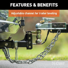 CURT 45903 Slim Adjustable Channel Mount with Dual Ball (2 Shank, 10K, 3-3/4 Drop)