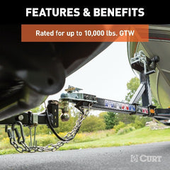 CURT 45903 Slim Adjustable Channel Mount with Dual Ball (2 Shank, 10K, 3-3/4 Drop)