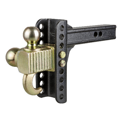 CURT 45904 Adjustable Channel Mount with Hook & Step Dual-Ball - 2" Shank, 14K, 6" Drop