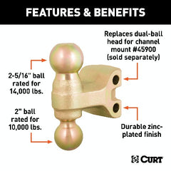 CURT 45912 Replacement Dual-Ball for Adjustable Channel Mount (Fits 45900, 45926)