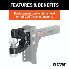 CURT 45919 Replacement Channel Mount Ball and Pintle Hitch (2 Ball, 10,000 lbs.)