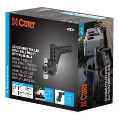 CURT 45935 Adjustable Trailer Hitch Ball Mount with Dual Ball, 2" Shank, 15K