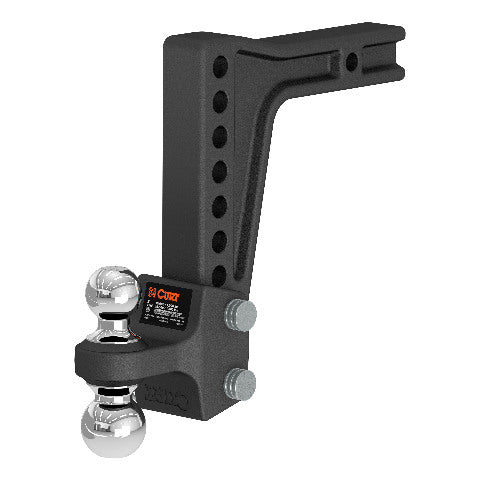 CURT 45936 Deep-Drop Adjustable Trailer Hitch Ball Mount with Dual Ball, 2" Shank, 15K