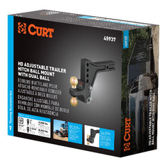 CURT 45937 HD Adjustable Hitch Ball Mount with Dual Ball, 2-1/2" Shank, Up to 20,000 lbs