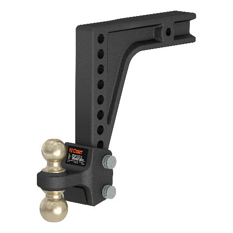 CURT 45939 HD Deep-Drop Adjustable Hitch Ball Mount with Dual Ball, 2-1/2" Shank, 20K