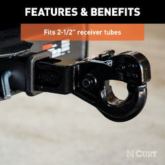 CURT 48010 Receiver-Mount Pintle Hook (2-1/2 Shank, 20,000 lbs., 2-1/2 Lunette Rings)