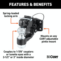 CURT 48180 Ball and Pintle Hitch (1-7/8 Ball, 6,000 lbs. Ball Capacity)