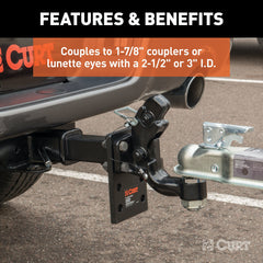 CURT 48180 Ball and Pintle Hitch (1-7/8 Ball, 6,000 lbs. Ball Capacity)