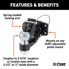 CURT 48200 Ball and Pintle Hitch (2-5/16 Ball, 16,000 lbs. Ball Capacity)