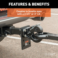 CURT 48205 Pintle Hook (10,000 lbs., 2-1/2 or 3 Lunette Rings)