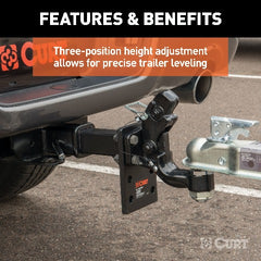 CURT 48325 Adjustable Pintle Mount (2 Shank, 15,000 lbs., 7 High, 8 Long)