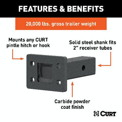 CURT 48326 Pintle Mount (2 Shank, 20,000 lbs., 6 Long)