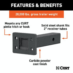 CURT 48327 Pintle Mount (2 Shank, 20,000 lbs., 8 Long)
