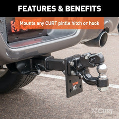 CURT 48328 Adjustable Pintle Mount (2 Shank, 15,000 lbs., 7 High, 6 Long)