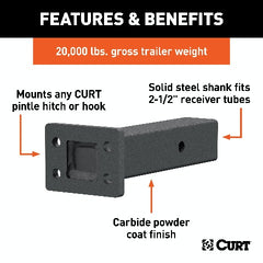 CURT 48340 Pintle Mount (2-1/2 Shank, 20,000 lbs., 8 Long)