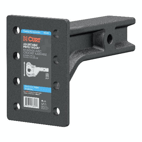 CURT 48348 Adjustable Pintle Mount (2-1/2 Shank, 20,000 lbs., 7-1/4 High, 10-3/4 Long)
