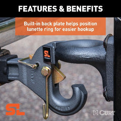 CURT 48405 SecureLatch Receiver-Mount Pintle Hook (2 Shank, 14K, 2-1/2 or 3 Lunette)