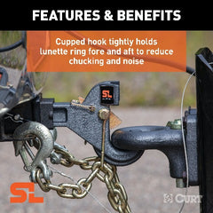 CURT 48405 SecureLatch Receiver-Mount Pintle Hook (2 Shank, 14K, 2-1/2 or 3 Lunette)