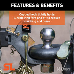 CURT 48406 SecureLatch Receiver-Mount Ball and Pintle Hitch (2 Shank, 2-5/16 Ball, 14K)
