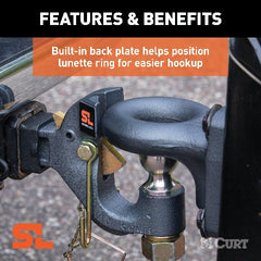 CURT 48407 SecureLatch Receiver-Mount Ball and Pintle Hitch (2 Shank, 2 Ball, 14K)