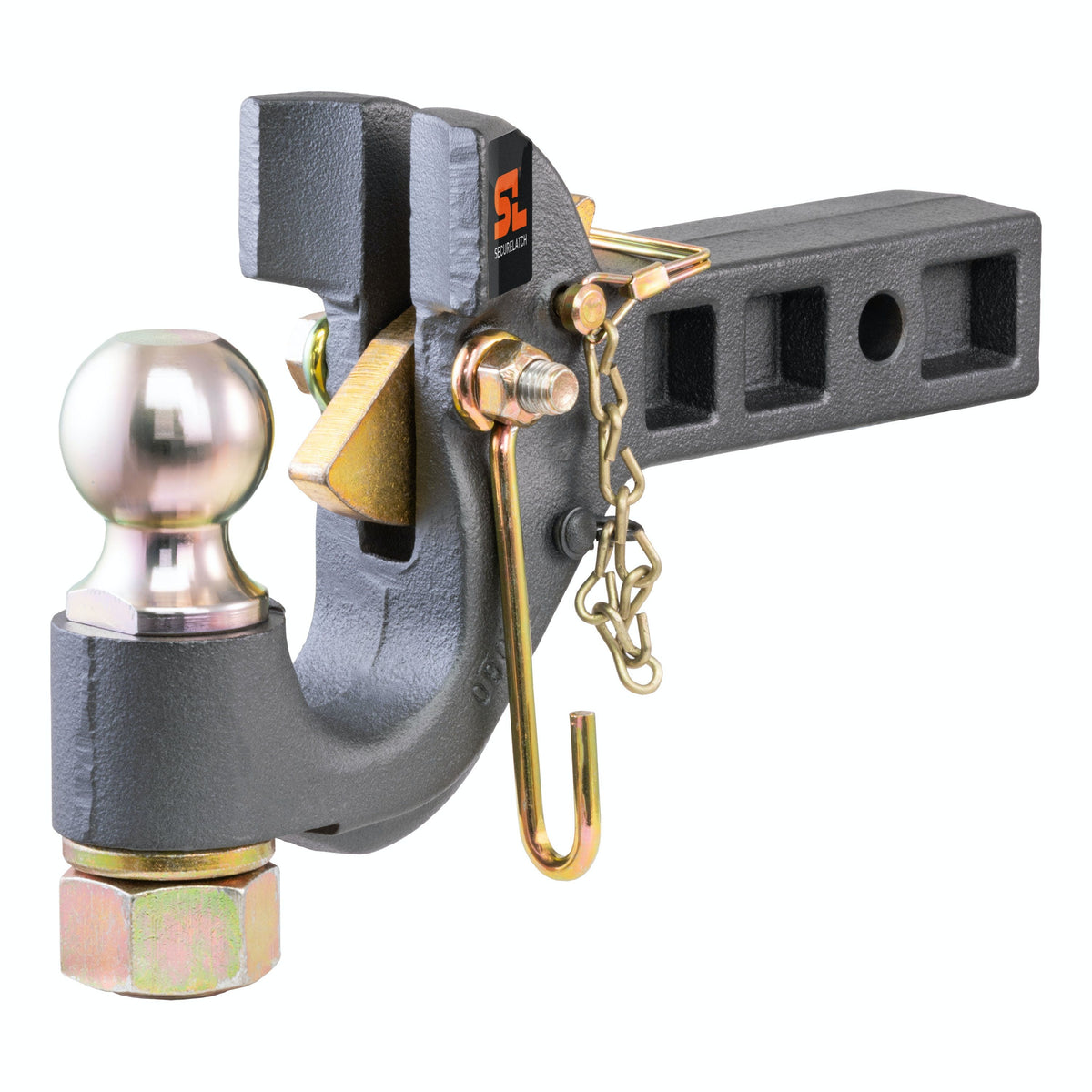 CURT 48407 SecureLatch Receiver-Mount Ball and Pintle Hitch (2 Shank, 2 Ball, 14K)
