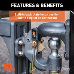 CURT 48410 SecureLatch Ball and Pintle Hitch (2-5/16 Ball, 20,000 lbs.)