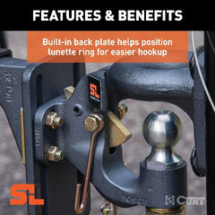 CURT 48411 SecureLatch Ball and Pintle Hitch (2 Ball, 20,000 lbs.)