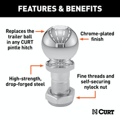 CURT 48830 Replacement 2-5/16 Pintle Ball (16,000 lbs., 1-1/4 Shank)
