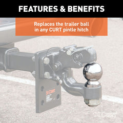 CURT 48830 Replacement 2-5/16 Pintle Ball (16,000 lbs., 1-1/4 Shank)