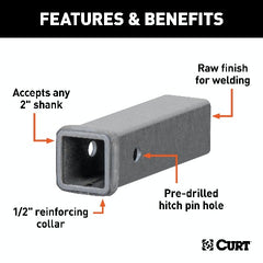 CURT 49090 9 Raw Steel Receiver Tubing (2 Receiver)
