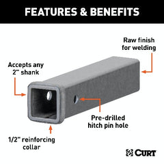 CURT 49120 12 Raw Steel Receiver Tubing (2 Receiver)