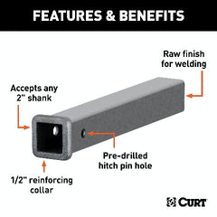 CURT 49180 18 Raw Steel Receiver Tubing (2 Receiver)