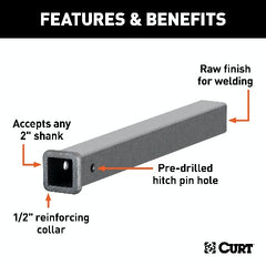 CURT 49240 24 Raw Steel Receiver Tubing (2 Receiver)