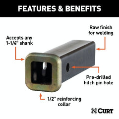 CURT 49506 6 Raw Steel Receiver Tubing (1-1/4 Receiver)
