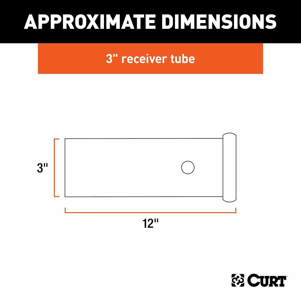 CURT 12" Raw Steel Receiver Tubing - 3" Receiver, 5/8" Pin Hole 49517