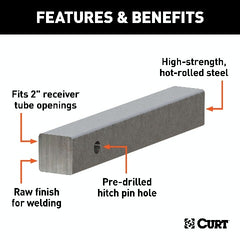 CURT 49531 2 x 14 Raw Steel Hitch Bar
