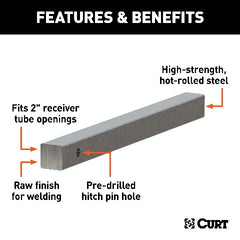 CURT 49536 2 x 24 Raw Steel Hitch Bar